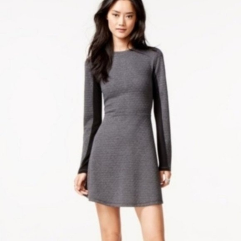Rachel Roy long sleeve mixed media a-line dress